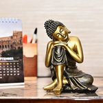 Buddha Statue - Resting Buddha on Knee Showpiece – Peaceful Buddha Statue for Home Decor, Meditation, Spiritual Decor for Office, Yoga Room, Garden, and Gift Purpose 6 Inch