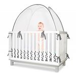 KinderSense - Baby Crib Safety Tent | Premium See Through Mesh Sturdy Pop Up Canopy Cover Mosquito Net | Prevent & Protect Infant Child from Climbing Out of Bed & from Insects Bugs | CPSC Tested Safe