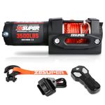 ZESUPER 3500 lb 12V DC Electric Winch 30 ft Synthetic Rope Off Road Waterproof UTV ATV Boat Modified Vehicles Winch Kits Wireless Remote