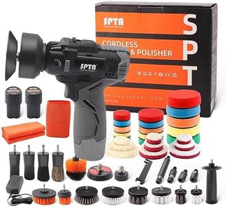 SPTA 12V Cordless Car Polisher Tool Sets, Cordless Drill Variable Speed Polisher and Buffer, 2000mAh Li-ion Battery with Fast Charger and Polishing Pads for Car Detailing and Paint Polishing