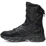 RIELD Men's Military Tactical Work Boots Lightweight Side Zipper Army Combat Hiking Boots,Black,8 M US