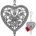 Heart and Butterfly Hanging Ornament - Clear Crystals and Filigree Ornament - Sparkly Silver Christmas Ornament - Silver Christmas Decorations by Banberry Designs