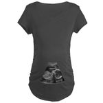 CafePress Sonogram Maternity T Shirt Cotton Maternity T-shirt, Side Ruched Scoop Neck Charcoal