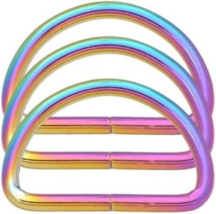 Wuuycoky 1.5" Inner Diameter Rainbow D Rings Buckles D-ring Non-welded For Webbing Strapping Pack of 10