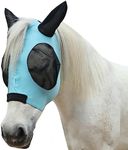 Gallopoff Horse Fly Mask with Ears - Large Eye Space for Full Vision, Breathable Stretch Comfort Fit, UV Protection, Forelock Opening, Easy Pull-On Paleblue Cob