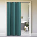 NICETOWN Privacy Room Divider Curtains for Doorway Keep Heat Out Blackout Insulated Closet Door Curtain for Bedroom Sliding Air Conditioner Cover Screen (Sea Teal, 1 Panel, 5ft Wide x 8ft Long)