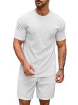 SMOWKLY Men's Pyjama Set || T-Shirt and Shorts Set for Men || Night Wear for Men || Night Suit for Men (1167_MTNS_WT_L) White