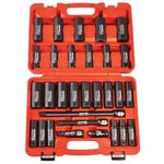 EPAuto 30 Pcs 1/2-Inch Drive SAE And Metric Deep Impact Socket Set
