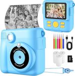 Instant Print Camera, Kids Camera Digital Camera 1080P HD Photo and Video Recording with 32G SD Card, 3 Rolls Photo Paper for Age 6-12 Boys and Girls Birthday Chirstmas Gifts (Blue)