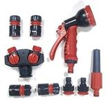 Spear & Jackson 9 Piece Garden Hose Splitter & Accessories Set, 2 Way Y Dual Tap Connector with Spray Gun, Nozzle & 6 Connectors – Perfect for Amateur & Professional Gardeners