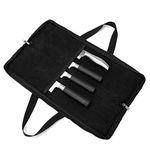 QEES Knife Roll,Knife Bag,Knife Case 4 Slots for Home Kitchen Knife Tools,Chef Knife Bag with Handle.Durable Knife Bags for Chefs Men Women Culinary Camping Working Traveling.Chef Knife Roll (Black)