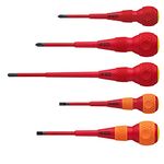 VESSEL Ball Grip VDE Screwdrivers (Insulated) Phillips/Flat, Set of 5 pcs