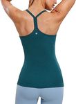 CRZ YOGA Workout Tank Tops for Women Racerback Tops Sports Shirts with Built in Bra Green Jade Medium