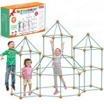 140 PCS Kids Fort Building Kits, STLOVe Educational Toys DIY Construction Castles, Den Building Kit Play Tent for Indoor& Outdoor, Play House Toy Building Sets for 5+Years Old-Green