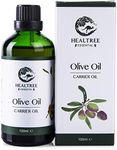 HEALTREE Olive Carrier Oil 100ml (100% Pure Cold Pressed) Olive Oil for Hair & Skin Care, Body Massage Essential Oils