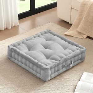 Intelligent Design Floor Pillow, Large Cushion for Meditation, 24x24 Grey
