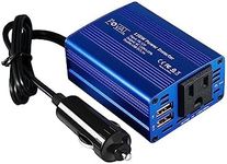 FOVAL 150W Car Power Inverter 12V DC to 110V AC Converter Vehicle Adapter Plug Outlet with 3.1A Dual USB Car Charger for Laptop Computer (Blue)