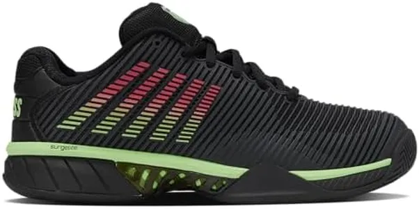 K-Swiss Men's Hypercourt Express 2 Tennis Shoe Tennis Shoe, Black/Soft Neon Green/Neon Lava, 9.5 W