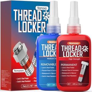 Nanoxa Thread Lock Blue and Red, 50mlx2 Thread Locker Medium and High Strength, Threadlocker Removable & Permanent for Nuts, Bolts, Fasteners and Metals to Prevent Loosening and Leakage