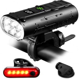 Yosky 6800mAh 6 LED Bike Headlight and Tail Light Set True 2000 Lumen Bike Lights for Night Riding Rechargeable Bike Light Front and Back for Road Mountain Bike