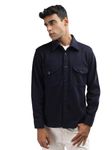 CHKOKKO Men Winter Shacket Stylish Flannel Plaid Jacket Shirt Navy XXL