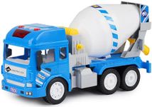 SHOPOFLUX Construction Cement Mixer Truck Toy with Light & Sound, Friction Powered Push and Go Truck Toys for Kids, Boys and Girls Aged 3+ Year (Cement Mixer)