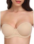 WingsLove Strapless Bras for Women Wireless Padded Bra Push Up Multiway Large Size Bra,Light Nude,34DD