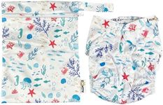 Alimos Swim Nappy and Waterproof Bag Washable Reusable for Happy Baby (0-3 Years) UK Brand (Sea)