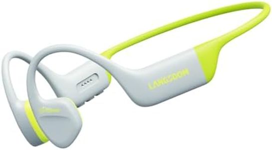 Langsdom AirSwim Bone Conduction Headphones, IPX8 Waterproof, Skin-Friendly Silicone, 32GB Memory, 8H Battery, Bluetooth & MP3 Mode, Comfort Fit for Running & Swimming (Grey Green)