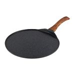 Vinod Zest Plus Aluminium Die Cast Non Stick Roti / Chapati Tawa - 31 cm | 5mm Thick | 5 Layer Coating | Scratch Proof | Wooden Finish Handle | Induction Base - 1 Year Warranty