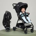 Mee Mee Easy Go Stroller for Kids | Portable Travel Friendly | Lightweight, One-Hand Fold | Pre Installed Baby Trolley Pram for Newborn Boys & Girls of Age 0-3 Years (Black)