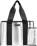 Case-Mate Large Tote Bag | Silver Chrome Shoulder Bag with Phone Pouch | Tip-Proof Clear Waterproof Travel Tote for Women | Foldable & Washable Handbag for Work, Travel, Gym, Beach & Pool