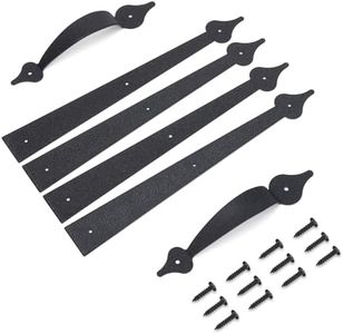 HILLMASTER Metal Garage Door Decorative Hardware,6 Pieces Steel Garage Door Accents Real Garage Door Hinges and Handles Garage Door Decorations Decor Hardware Kit with 16 Screws,Black