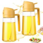 Partideal Oil Dispenser for Kitchen,2 in 1 oil Spray Bottle and Olive Oil Dispenser, Oil Sprayer for Cooking Air Fryer 500ML/17OZ for Cooking,Kitchen,BBQ,Air Fryer,Salad,Baking(Yellow)