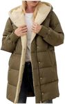 RLEHJN Fleece Jacket Women Long UK Sale Clearance, Ladies Winter Coat Long Sherpa Fleece Lined Hoodie Fluffy Warm Quilts Jacket Full Zip Thicken Padded Jacket Casual Plain Overcoat with Pocket