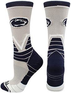 TCK Penn State Nittany Lions Victory Crew Socks (Grey/Blue/White, X-Large) - Grey/Blue/White,X-Large