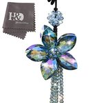 H&D Crystal Rainbow Suncatcher Glass Flower Car Charms Pendants Interior Accessories For Auto Rear View Mirror Decor