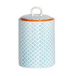 Nicola Spring Porcelain Biscuit Cookie Barrel Jar - 156x252mm - Blue/Orange Print