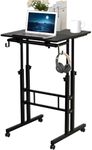 SIDUCAL Mobile Stand Up Desk Height Adjustable Workstation Home Office Standing Computer Desk Black