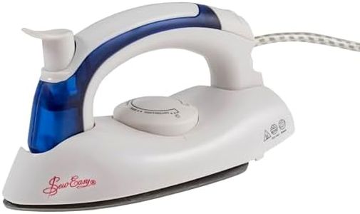 Sew Easy Mini Steam Iron – Teflon Non Stick Aluminium Soleplate – 700w, Foldable Handle, Removeable Tank, Adjustable Temperature, Dry & Steam Settings –hlw 9.5 x 18 x 8cm .7 x 7.1 x 3.1”