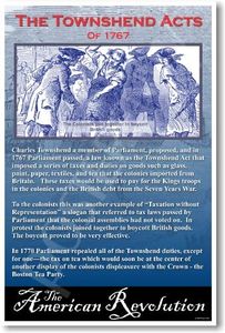 The Townshend Act 1767 - American Revolution - US History Classroom School Poster