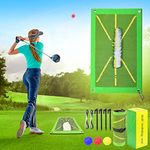 Golf Training Mat for Swing Detection, Homgaty Golf Swing Training Mat, Golf Divot Mat Analysis Swing Path and Correct Hitting Posture Golf Practice Swing Mat Accessories for Beginner