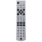 GE Big Button Universal Remote Control for Samsung, Vizio, Lg, Sony, Sharp, Roku, Apple TV, TCL, Panasonic, Smart TVs, Streaming Players, Blu-Ray, DVD, 4-Device, Silver, 34931