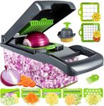 BHUMLO 14 in 1 Multipurpose Chopper - Fruits & Vegetable Cutters, Grater Peeler Chipser | Unbreakable Food Grade Body, Easy Push to Clean Button | Slicer, Dicer, Chopper for Kitchen (Chopper 14 in 1)