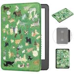 MOKASE for 6" Kindle Paperwhite 5/6/7th Generation Case 2012,2013,2015,2016 Version (Model: EY21 / DP75SDI), Slim PU Leather Hard Cover with Hand Strap for Kindle Paperwhite 6 inch, Meadow Dogs