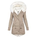 RLEHJN Parka Jacket Womens, Winter Coats for Women UK Clearance Hooded Fleece Lined Jacket Warm Padded Coat with Faux Fur Trim Hood Overcoat Thickened Outerwear with Pockets Size 8-22