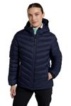 Mountain Warehouse Seasons Womens Padded Jacket - Water Resistant, Warm Ladies Coat, Front Pockets, Adjustable Elastic Cuffs & Hood - For Autumn, Winter, Outdoors Dark Blue Women's Size 12