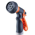 Garden Hose Pipe Spray Gun, Hoselock 8 Adjustable Patterns Garden Hose Nozzle, High-Pressure Anti-Slip Water Hose Nozzles Spray Gun for Garden & Lawns Watering, Car & Bike Washing and Pets Bathing