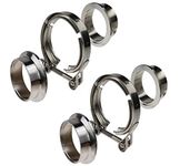 2pair 3.0" Inch Exhaust Clamp Kit，Stainless V Band V-Band Set Heavy Duty Clamp Kit with 2 Flange for Turbos, Blow-Off Valves, Exhausts，for Turbo Exhaust Down Pipe