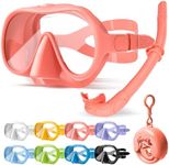 NARUTOO Snorkel Set Adults, Fashionable Macaron Colors Frameless Snorkeling Mask, Ultra Wide View Anti-Fog Snorkel Mask Set, Portable Professional Diving Snorkeling Set (Pink)